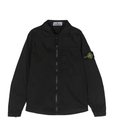 Stone Island Compass-badge Zip-up Jacket In Black