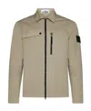 Stone Island Compass-badge Zip-up Shirt Jacket In Nude