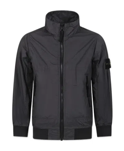 Stone Island Gray Windbreaker For Boy With Compass In Grigio
