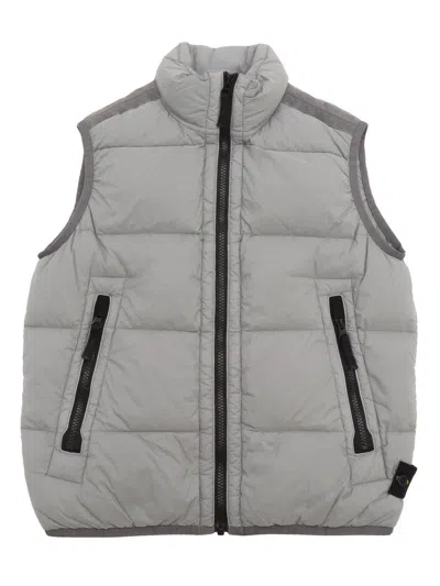 Stone Island Kids' Compass-badge Zipped Padded Gilet In Gray