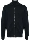 Stone Island Compass-badge Zipped Sweatshirt In Blue