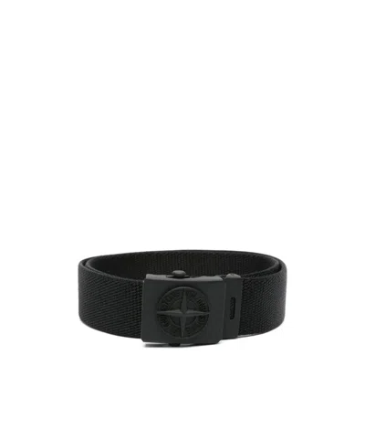 Stone Island Logo Buckle Belt In Black
