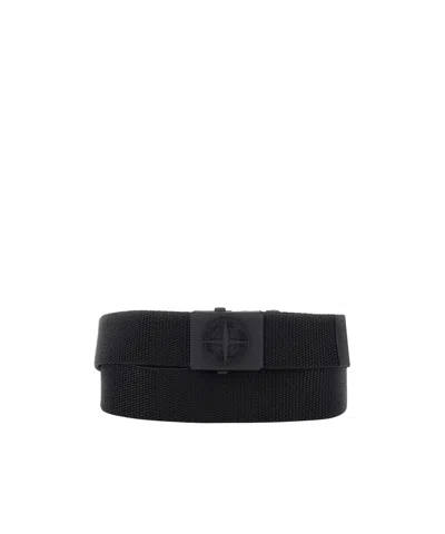 Stone Island Compass-buckle Belt In Black