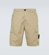 Stone Island Cotton Blend Logo Patch Shorts In Beige