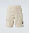 Stone Island Cotton Blend Logo Patch Shorts In Sand