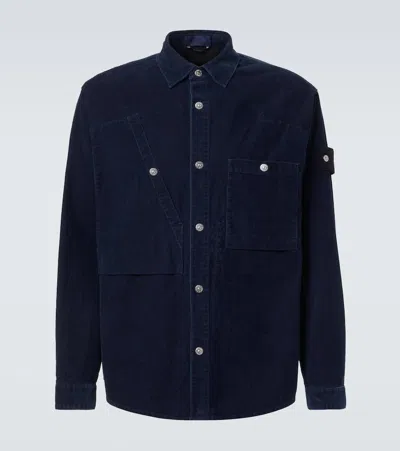 Stone Island Regular-fit Zipper-up Overshirt With Corrosion Treatment In Blue