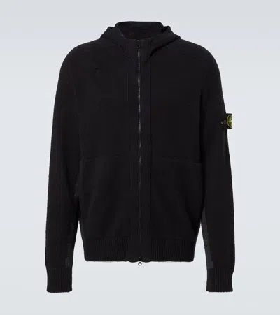 Stone Island Kapuzenjacke Compass Aus Einem Baumwollgemisch In Schwarz