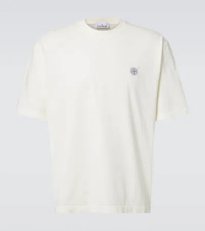 Stone Island Short-sleeved Crew Neck T-shirt With Subtle Emblem Patch In White