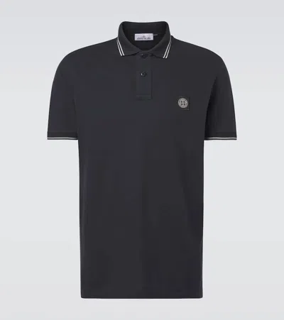 Stone Island Mens Black Brand-patch Regular-fit Stretch-cotton Polo Shirt Xl