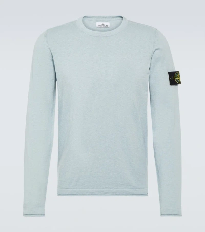 Stone Island Compass Cotton-blend Sweater In Blue