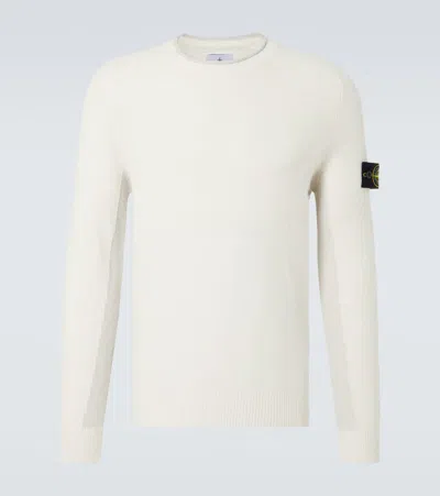 Stone Island Compass Cotton-blend Sweater In White