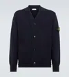 Stone Island Compass Cotton Cardigan In Blue