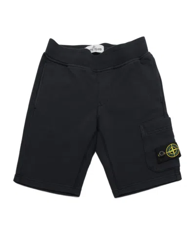Stone Island Compass Cotton Cargo Shorts In Blue