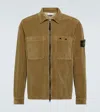 Stone Island Compass Cotton Corduroy Overshirt In White