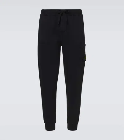 Stone Island Fleece Cotton Sweatpants Regular Fit Design In Black