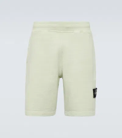 Stone Island Compass Cotton Jersey Shorts In Green
