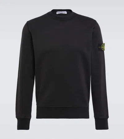 Stone Island Classic Cotton Sweatshirt With Iconic Logo Patch And Timeless Design In Black