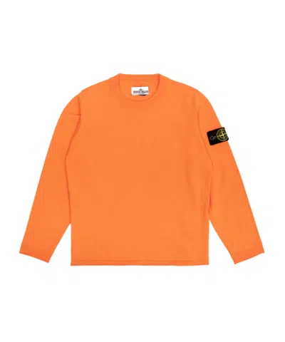 Stone Island Compass Cotton Jumper In Orange