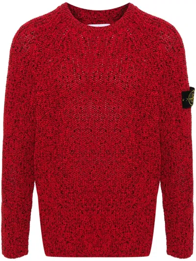 Stone Island Compass Cotton Jumper In Red