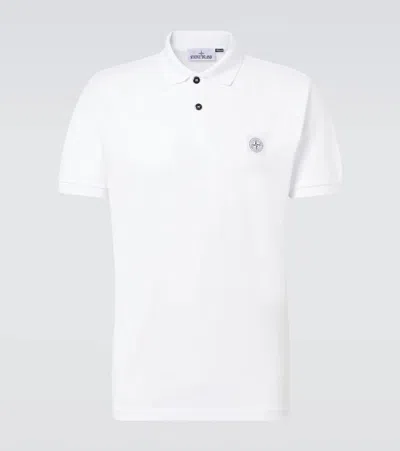 Stone Island Regular-fit Short-sleeve Polo Shirt With Compass Patch In White