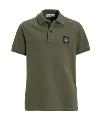 Stone Island Compass Cotton Polo Shirt In Green