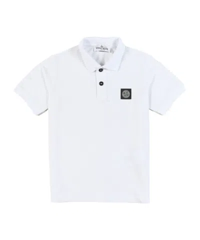 Stone Island Compass Cotton Polo Shirt In White