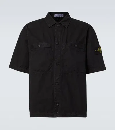Stone Island Hemd Compass Aus Baumwolle In Schwarz