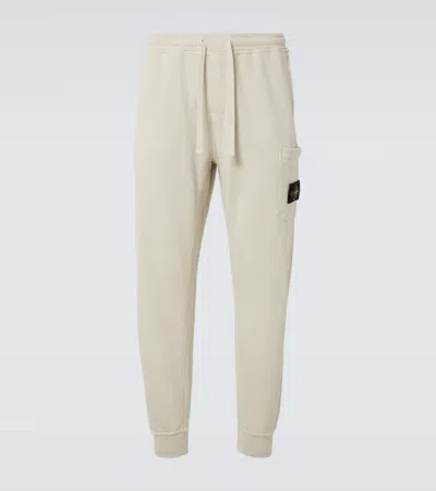 Stone Island Compass Cotton Sweatpants In Beige