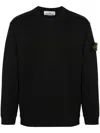 Stone Island Lightweight Wool Crew Neck Sweater With Raglan Sleeves Clothing In Black