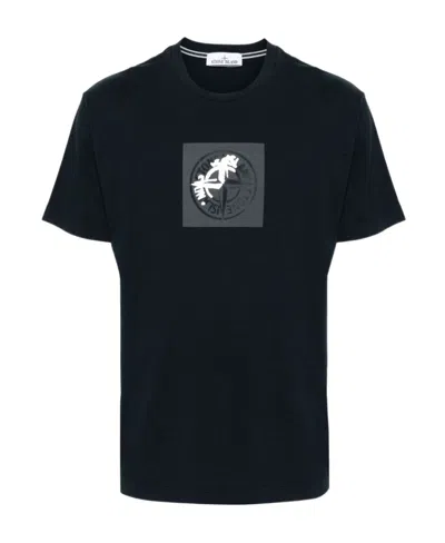 Stone Island Compass Cotton T-shirt In Blue