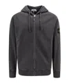 Stone Island Logo-patch Zip-up Cotton Hoodie In Black