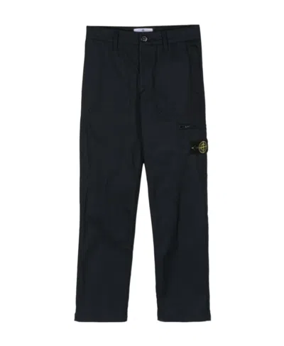 Stone Island Compass Decal Casual Pants In Blue