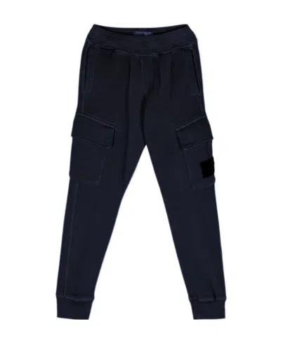 Stone Island Compass Decal Overalls Casual Pants In Blue