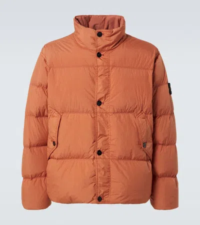 Stone Island Compass Down Jacket In Orange