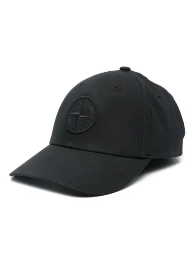 Stone Island Black Cotton Rep Logo Baseball Cap
