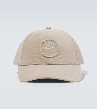 Stone Island Bestickte Baseballcap Aus Cord In Beige