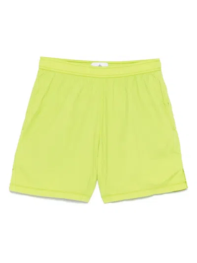 Stone Island Compass-embroidered Swim Shorts In Green