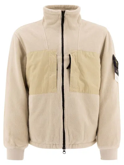 Stone Island "compass" Fleece Jacket In Neutral