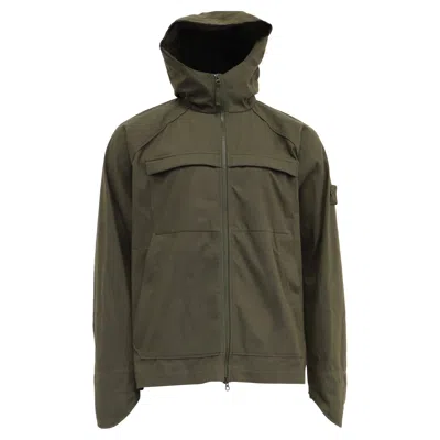 Stone Island Compass Hooded Jacket In Green Polyamide