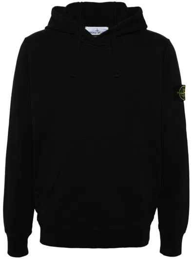 Stone Island Cotton Hoodie In Black