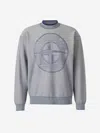 Stone Island Blurred Emblem Knit Sweater In Cobalt Blue