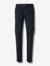 Stone Island Cotton Trousers With Logo In Blue