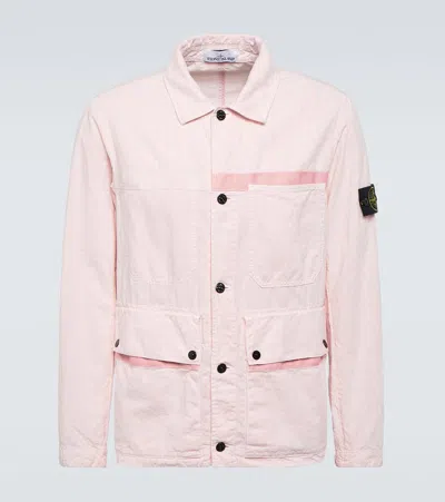 Stone Island Linen-blend Jacket In Pink