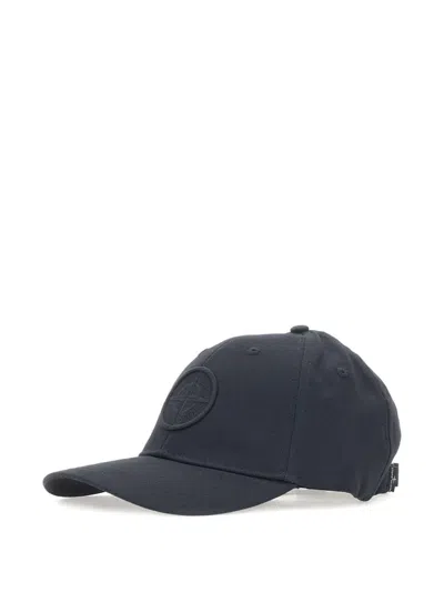 Stone Island Compass Logo Baseball Cap In Blue