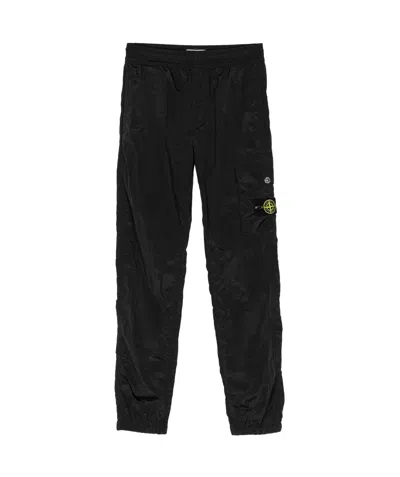 Stone Island Compass-logo Cargo Trousers In Black