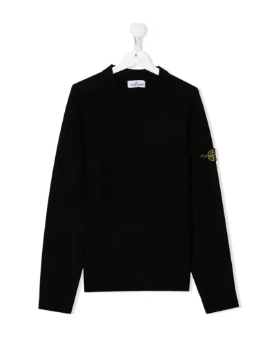 Stone Island Compass-logo Cotton Sweatshirt In Black