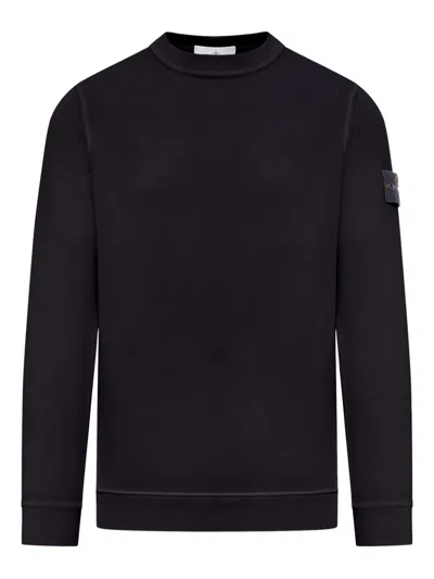Stone Island Compass Logo Crew-neck Sweatshirt In Black