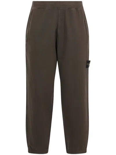 Stone Island Compass Logo Cropped Sweatpants In Black