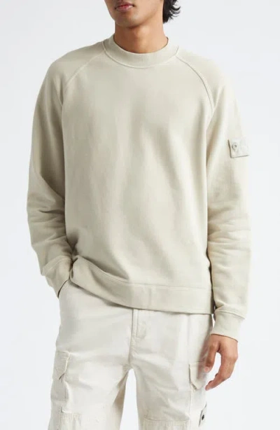 Stone Island Compass Logo Fleece Sweatshirt In Beige