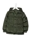 Stone Island Compass-logo Hooded Padded Jacket In Green
